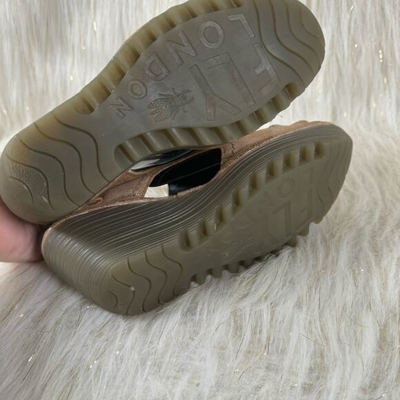 Fly London Ylfa Lace Up Wedge Heel Platform Sandals Metallic Gold EU 36 US 5.5-6 - Picture 6 of 7